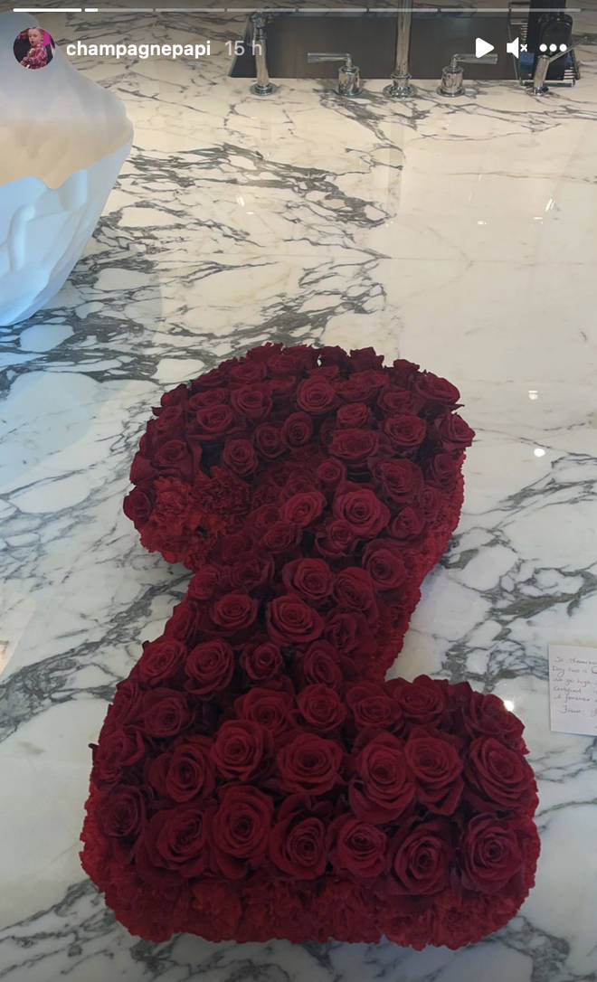 Drake's mother sends him a number 2 flower bouquet, counting down the days for his album release.