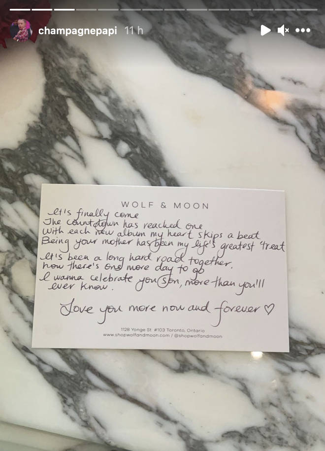 Drake reveals a message his mother left for him one day before his album drops.