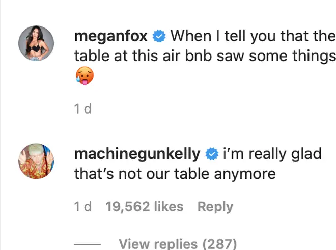 The pair exchanged comments on Megan's Instagram post