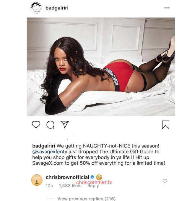 Chris Brown/ Rihanna Instagram Comment