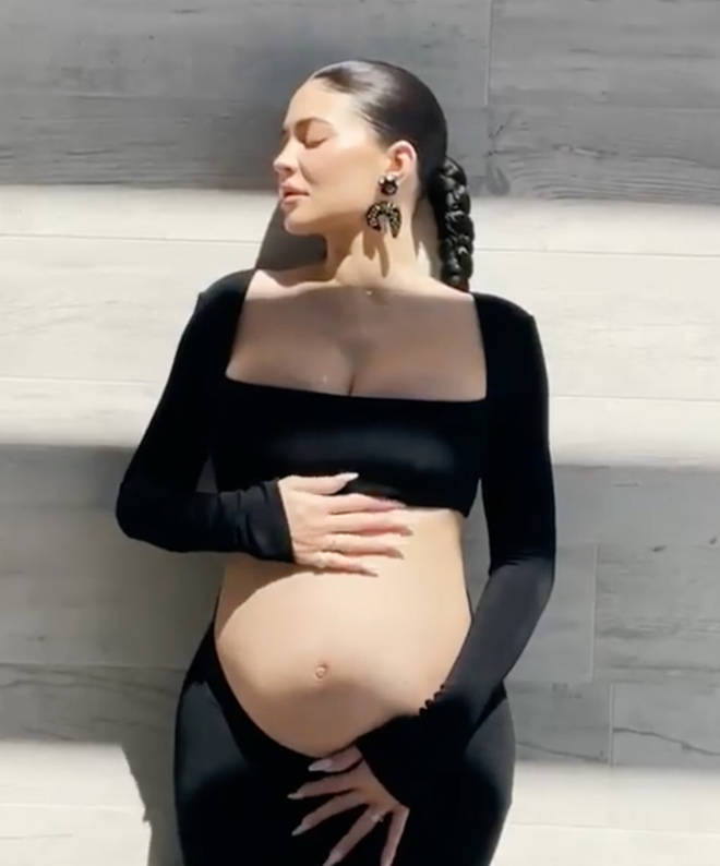 Kylie shared multiple bump pics in her announcement video