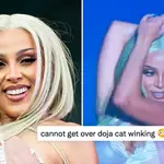 Doja Cat sends fans wild with viral TikTok of her winking and dancing on stage.