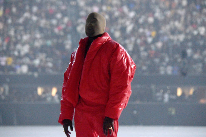 Kanye West wears 'skin-toned' opaque mask at Mercedes Benz Stadium In Atlanta, GA