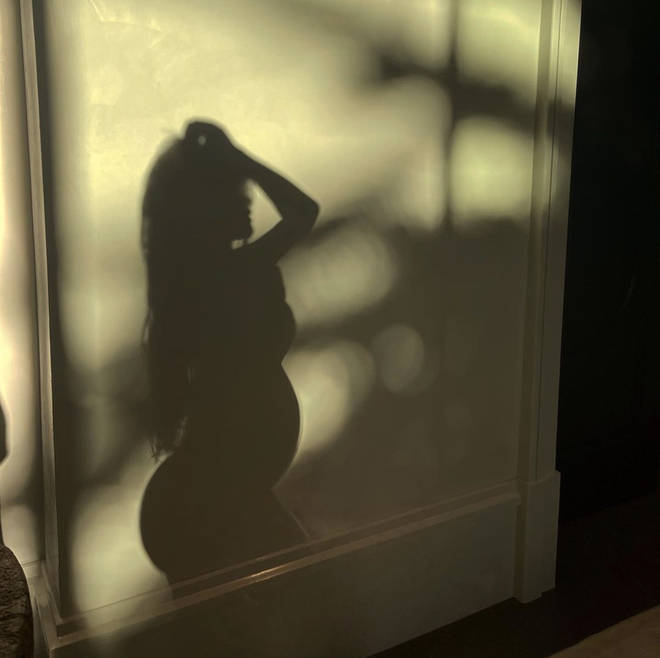 Kylie posted her growing bump online.