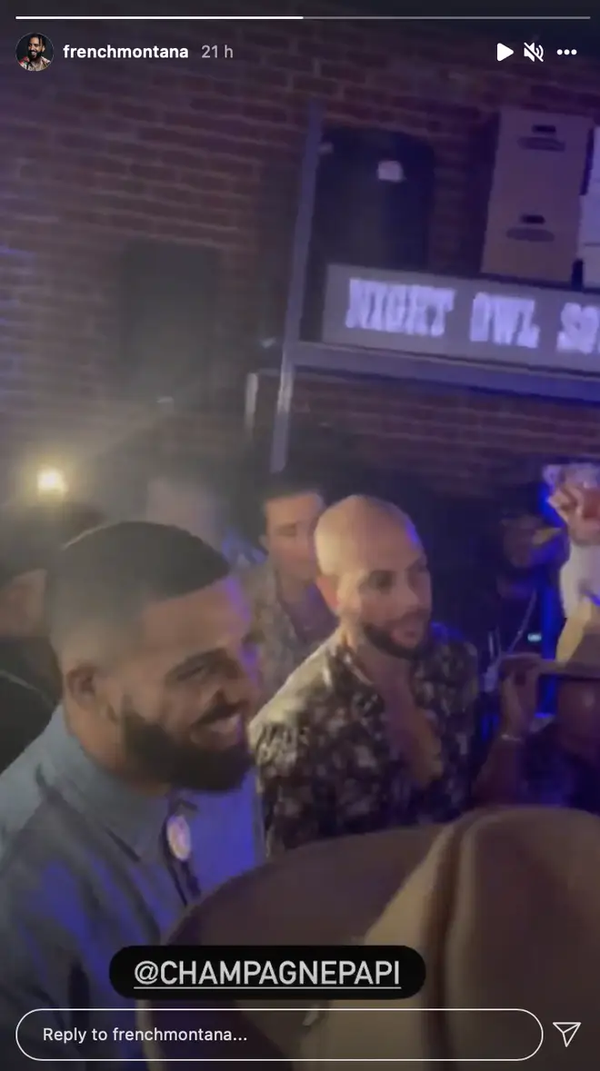 French Montana captures Drake on the dance floor during his birthday party.