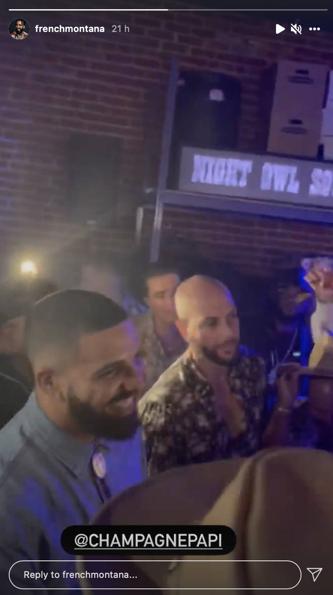 French Montana captures Drake on the dance floor during his birthday party.