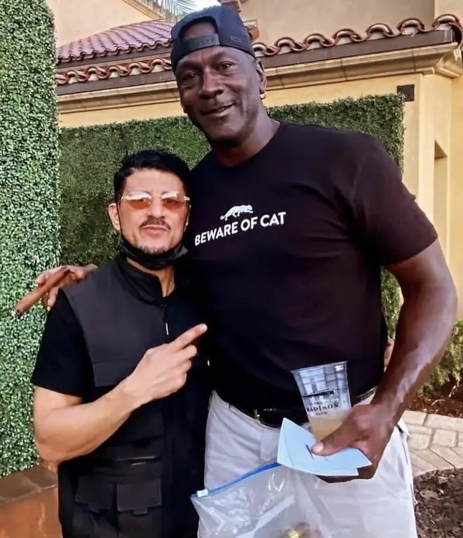 Actor Said Taghmaoui poses with Michael Jordan