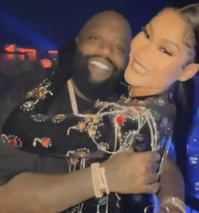 Rick Ross spotted getting cozy with Hamisa Mobetto in Dubai.