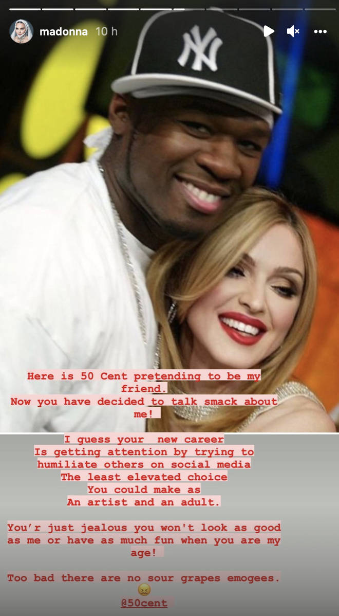 Madonna claps back at 50 Cent on Instagram