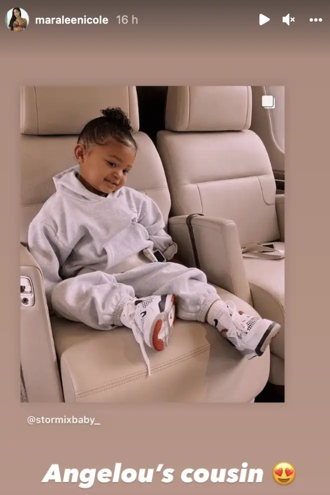 Maralee Nichols shares a photo of Kylie Jenner & Travis Scott's daughter Stormi, claiming she is her sons cousin.