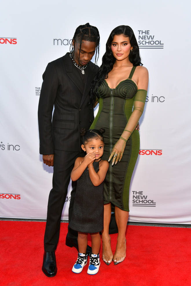 Travis Scott, Kylie Jenner, and Stormi Webster at The 72nd Annual Parsons Benefit