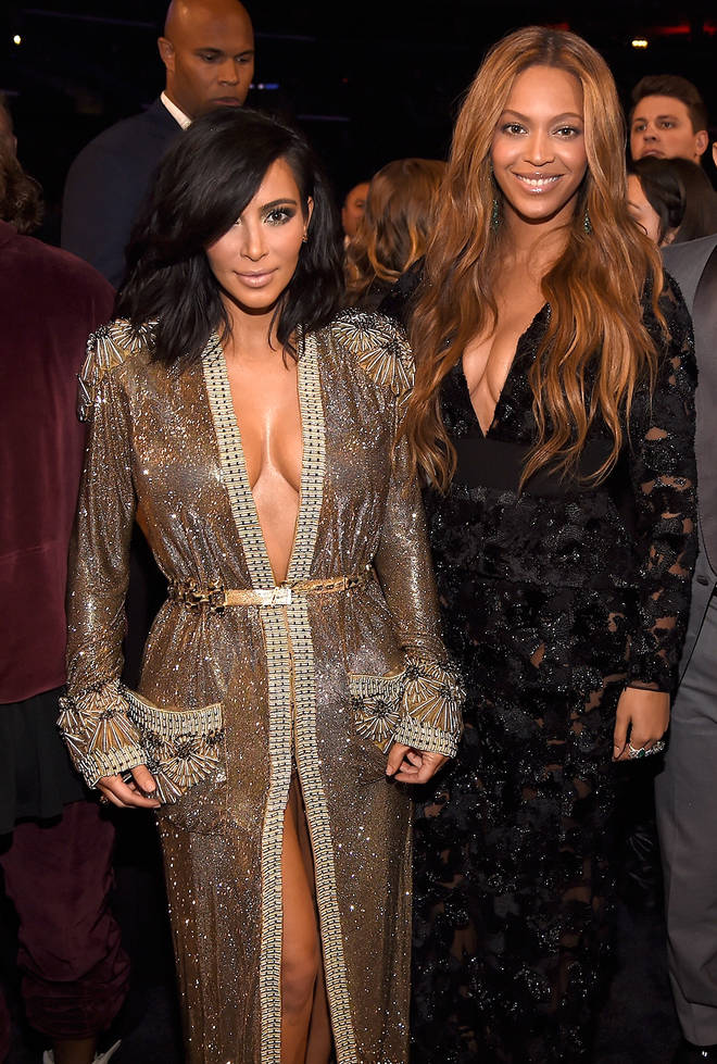 Kim Kardashian and Beyonce pictured together The 57th Annual GRAMMY Awards at STAPLES Center in 2015