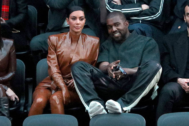 Kim Kardashian and Kanye West  at the Balenciaga Front Row