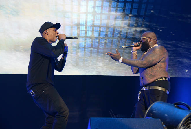 Jay-Z and Rick Ross performing onstage at the TIDAL X: 1020 Amplified by HTC