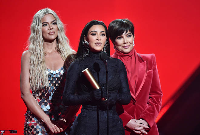 Khloé Kardashian, Kim Kardashian West, and Kris Jenner at the 2021 E! People's Choice Awards
