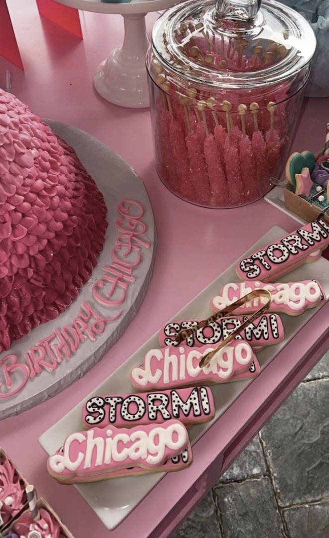 Kylie Jenner shows her fans the decor for her daughter Stormi's joint party with her cousin, Chicago.