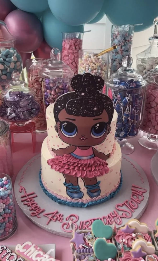 Kylie Jenner shares a photo of Stormi's 4th birthday cake.