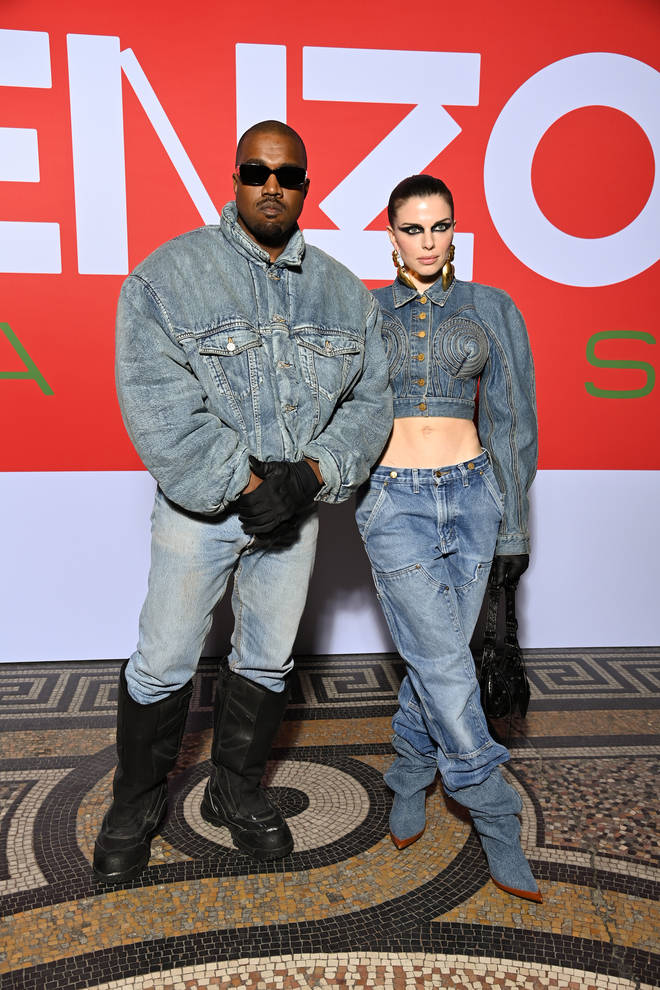 Julia Fox and Kanye West at the Kenzo : Photocall - Paris Fashion Week - Menswear F/W 2022-2023.