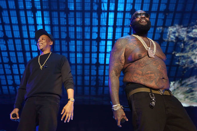 Jay-Z and Rick Ross performing onstage at the TIDAL X: 1020 Amplified by HTC