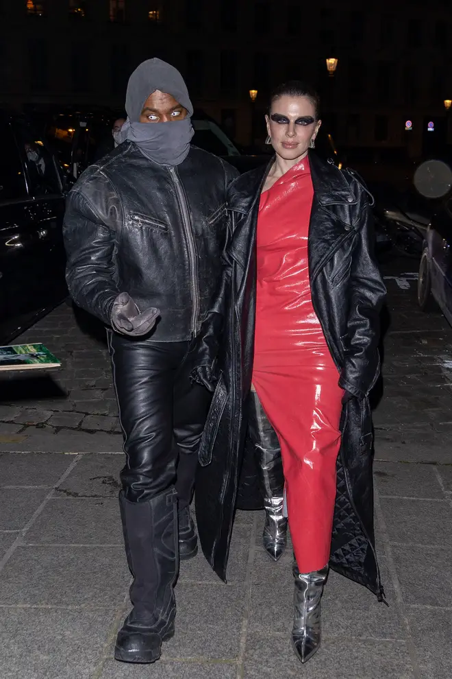 Julia Fox and Kanye West seen on January 23, 2022 in Paris, France