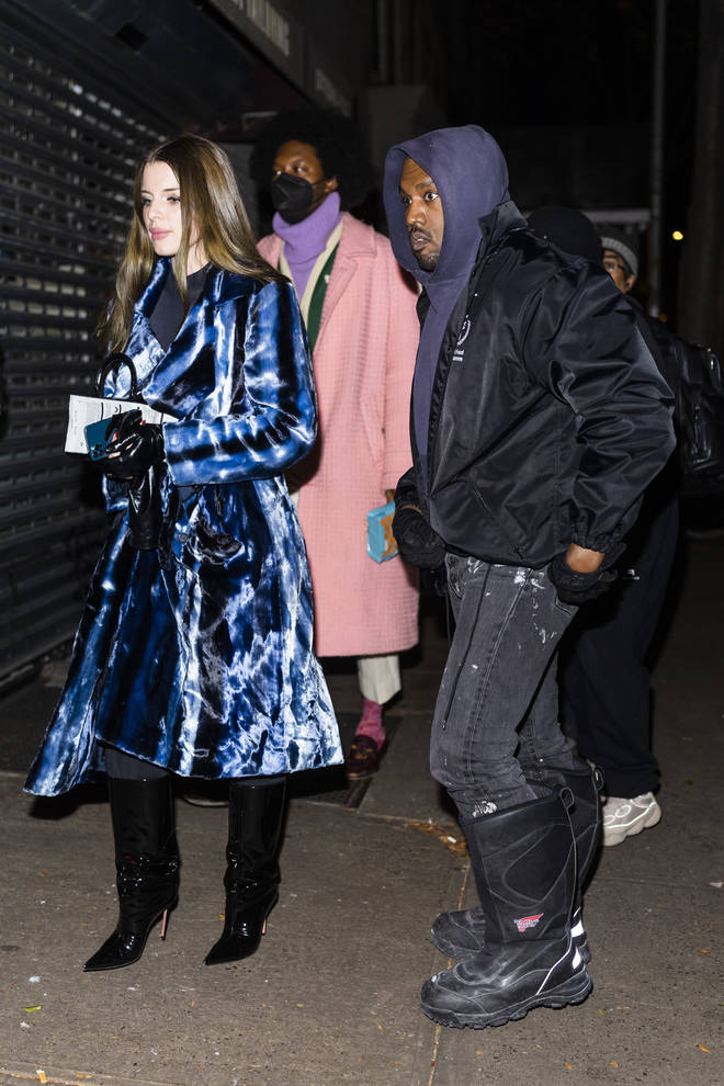 Julia Fox (L) and Kanye West are seen in Greenwich Village on January 04, 2022 in New York City