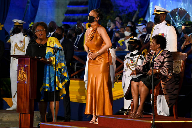 Rumours of Rihanna's pregnancy spread after photos from the Presidential Inauguration Ceremony were shared online (Nov 30, 2021).