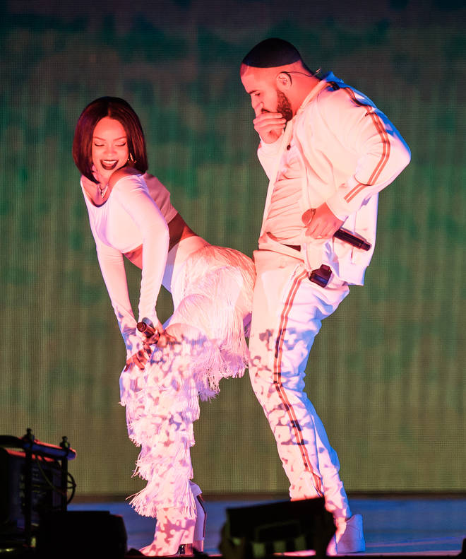 Rihanna and Drake at the BRIT AWARDS 2016 show