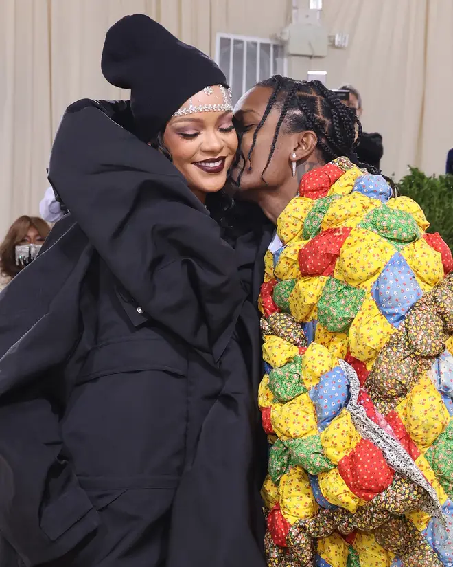 Rihanna and ASAP Rocky attend the 2021 Met Gala benefit "In America: A Lexicon of Fashion" in September 2021.