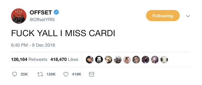 Offset said he misses Cardi following their split.