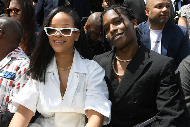 Rihanna and Rocky attend the Louis Vuitton menswear spring/summer 2018 show as part of Paris Fashion Week.