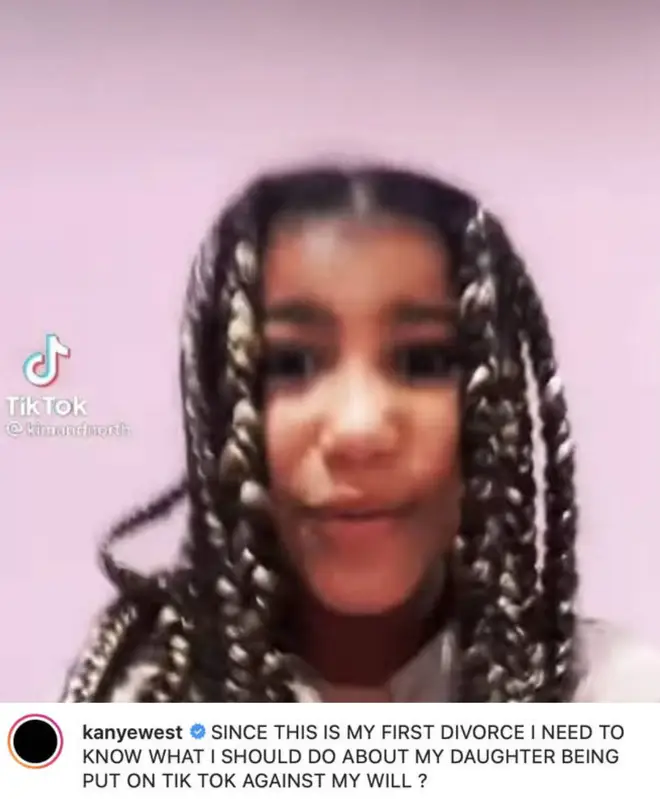 Kanye West shared a screenshot from North West's TikTok and let his fans know he disapproves of her account