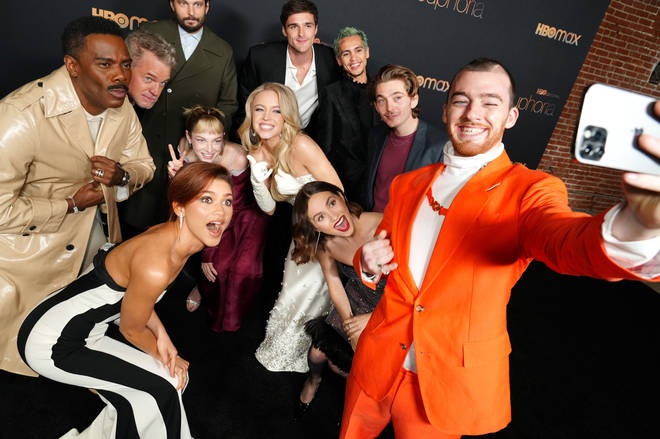 The cast of Euphoria at the premiere for Season 2 on January 05, 2022 in Los Angeles, California