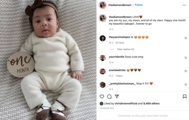 Chris Brown 'confirms' birth of rumoured third child with Diamond Brown by liking her Instagram post of the baby