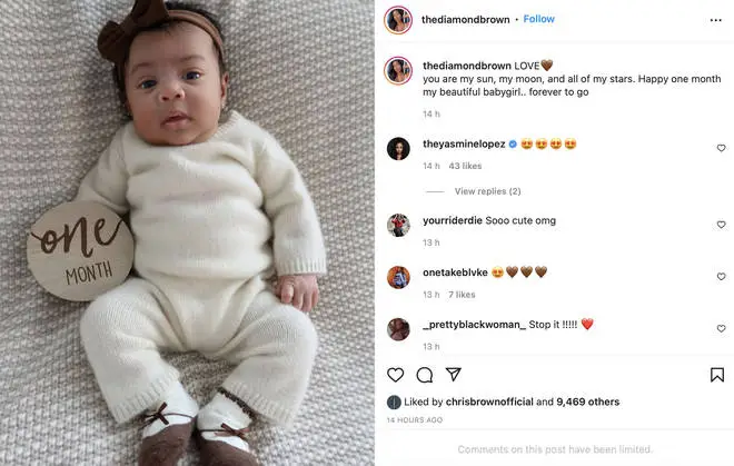 Chris Brown 'confirms' birth of rumoured third child with Diamond Brown by liking her Instagram post of the baby