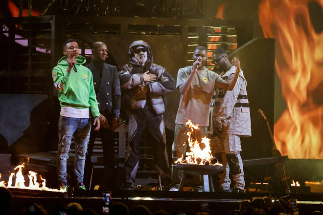 Dave performs In The Fire alongside Fredo, Ghetts, Giggs & Meekz at the 2022 BRIT Awards
