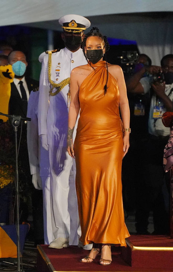 Rihanna at the Declaration of the Republic and Barbados Presidential Inauguration Ceremony in November 2021