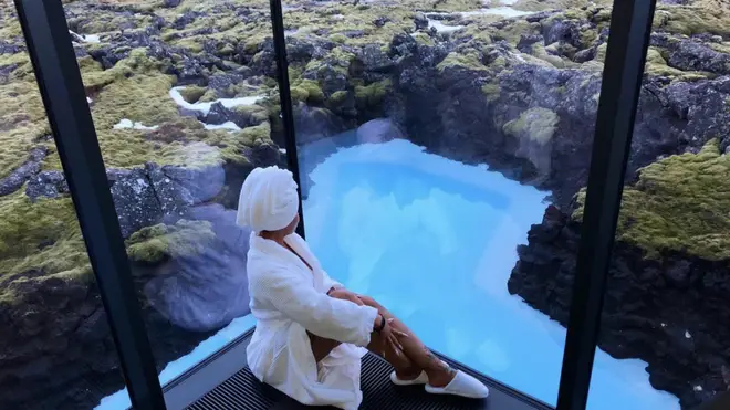 Chyna relaxes by her window in Iceland.