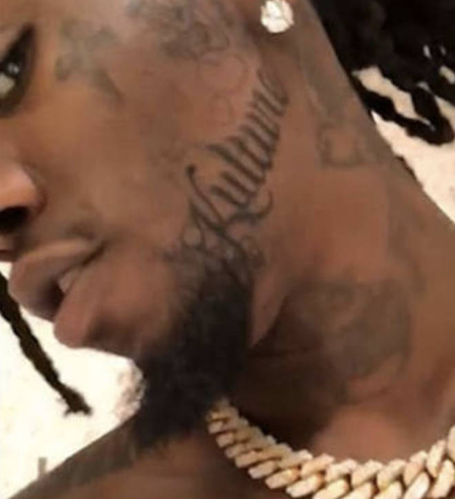 Offset has a tattoo of his and Cardi's daughter 'Kulture' name along his jawline. The rapper has tattoos of all his five children's names.