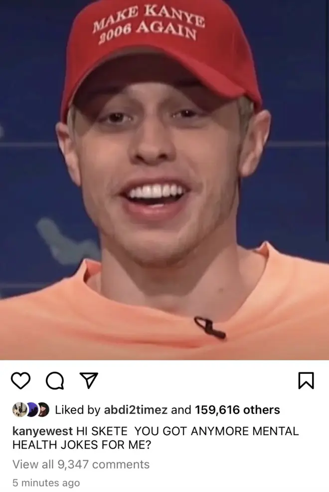 Kanye West accused Pete Davidson of mocking his mental health