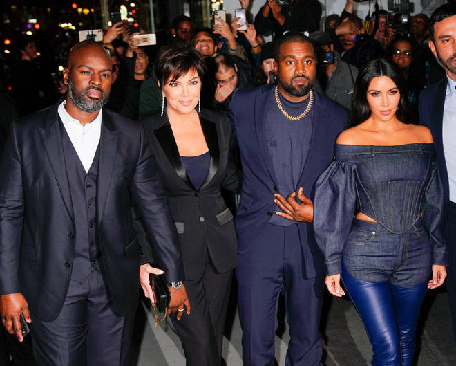 Corey Gamble, Kris Jenner, Kanye West and Kim Kardashian are seen on November 06, 2019 in New York City
