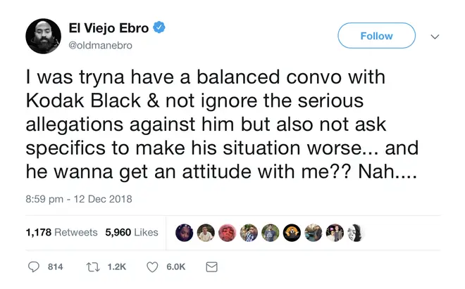 Ebro commented on the incident in Twitter.