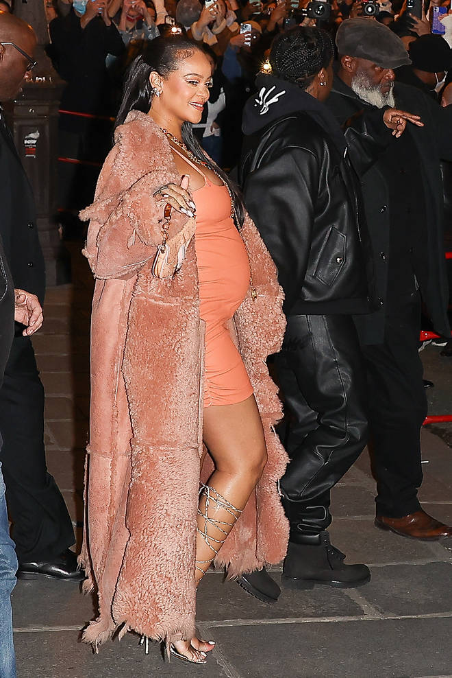 Rihanna and ASAP Rocky leave a the Off-White Womenswear Fall/Winter 2022/2023 show as part of Paris Fashion Week on February 28, 2022 in Paris, France