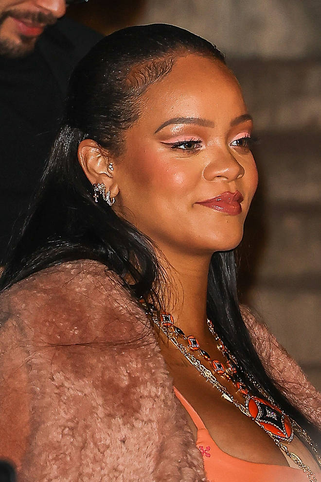 Rihanna attends the Off-White Womenswear Fall/Winter 2022/2023 show as part of Paris Fashion Week on February 28, 2022 in Paris, France