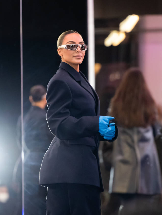 Kim Kardashian is seen during the Milan Fashion Week Fall/Winter 2022/2023 on February 24, 2022 in Milan, Italy
