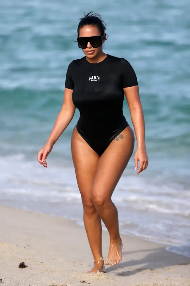 Chaney Jones is seen on the beach on February 26, 2022 in Miami, Florida