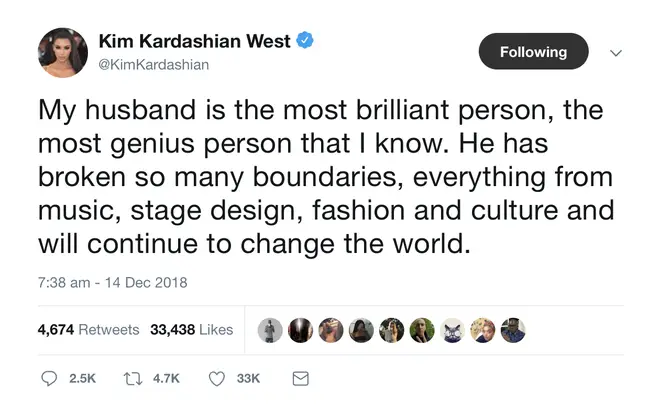 Kim defended her husband amid his feud with Drake.