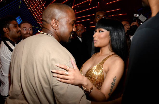Kanye West and Nicki Minaj spotted greeting eachother at the 2015 MTV Video Music Awards