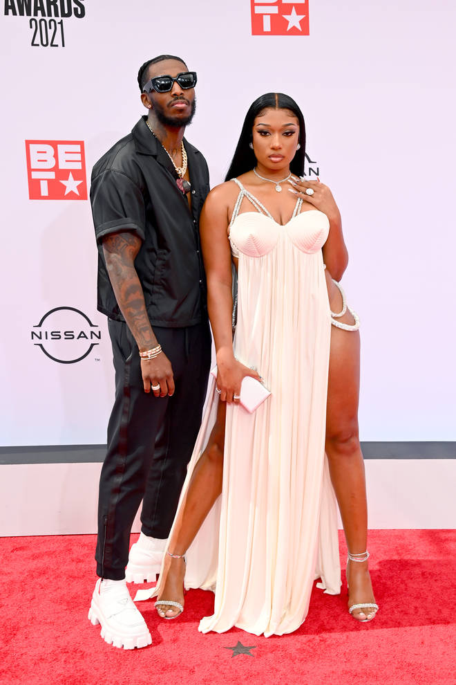Pardison “Pardi” Fontaine and Megan Thee Stallion attend the BET Awards 2021 at Microsoft Theater on June 27, 2021 in Los Angeles, California