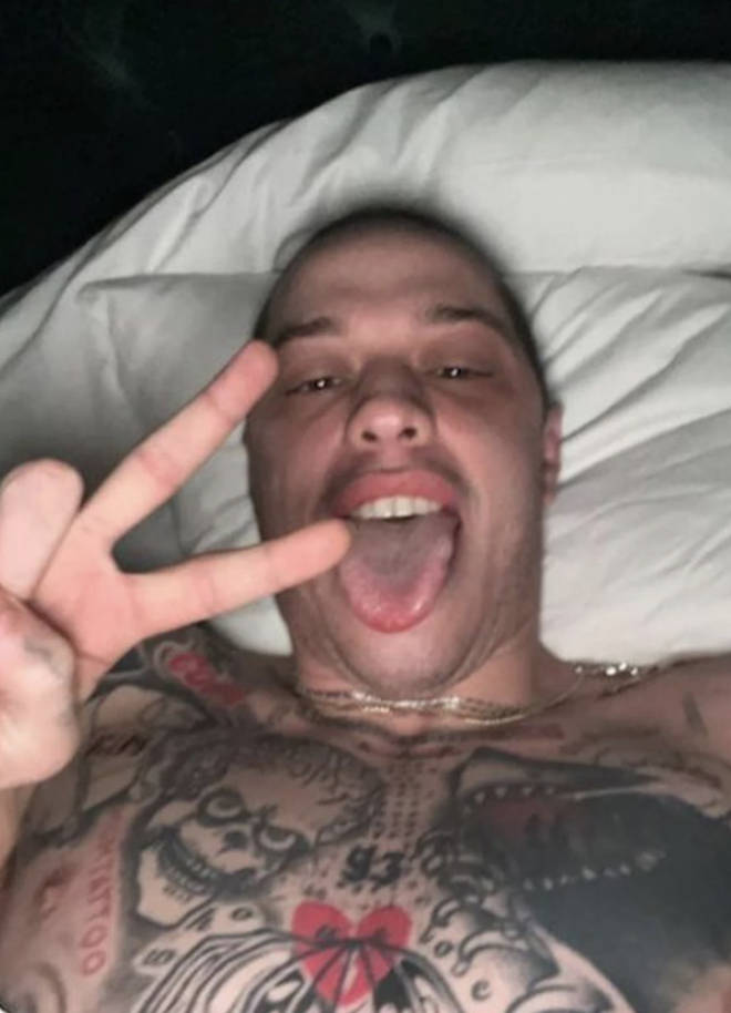 Pete Davidson takes a selfie of him in bed teasing he's with Kim Kardashian