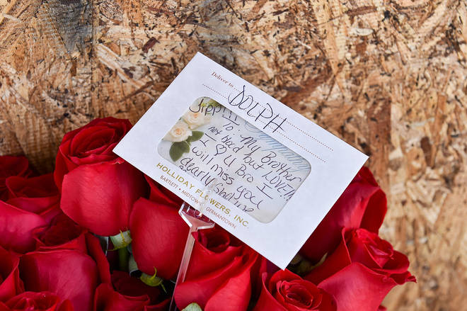Fans of Young Dolph set up a memorial outside of Makeda's Cookies bakery on November 18, 2021 in Memphis, Tennessee